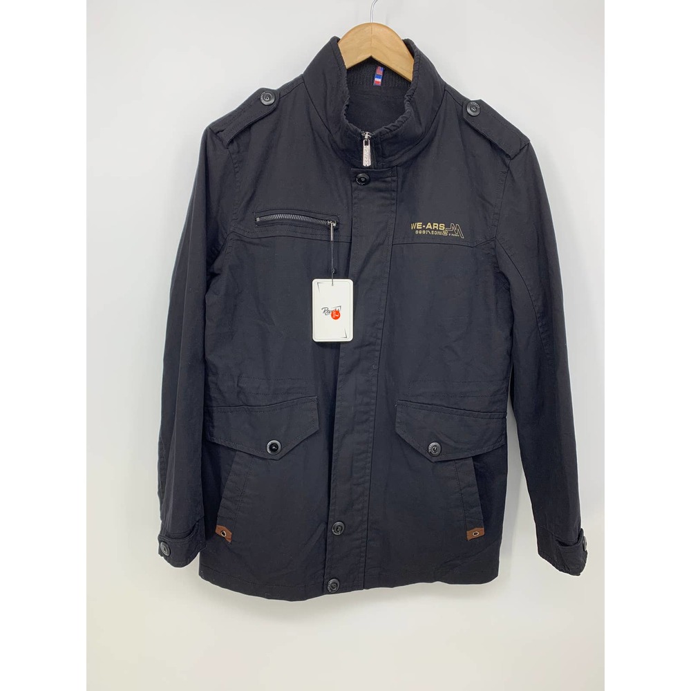 NEW Womens M Black Full Zip and Button Front Utility Jacket Lined